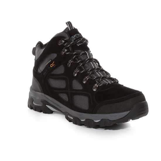 Men's Tebay Waterproof Mid Walking Boots Black Granite 