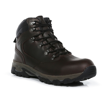 Men's Tebay Leather Waterproof Walking Boots Peat