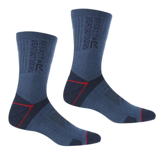 2 Pack Blister Protection II Sock Dark Denim Dark Red 