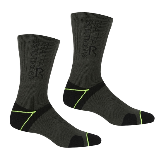 2 Pack Blister Protection II Sock Black Electric Lime