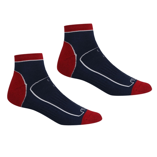2 Pack Samaris Trail Sock Navy Dark Red 