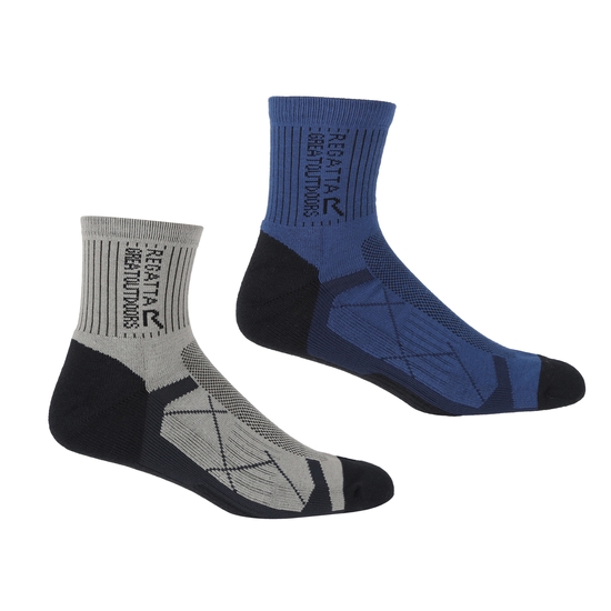 Men's 2 Pair Outdoor Active Socks Navy Dark Steel 