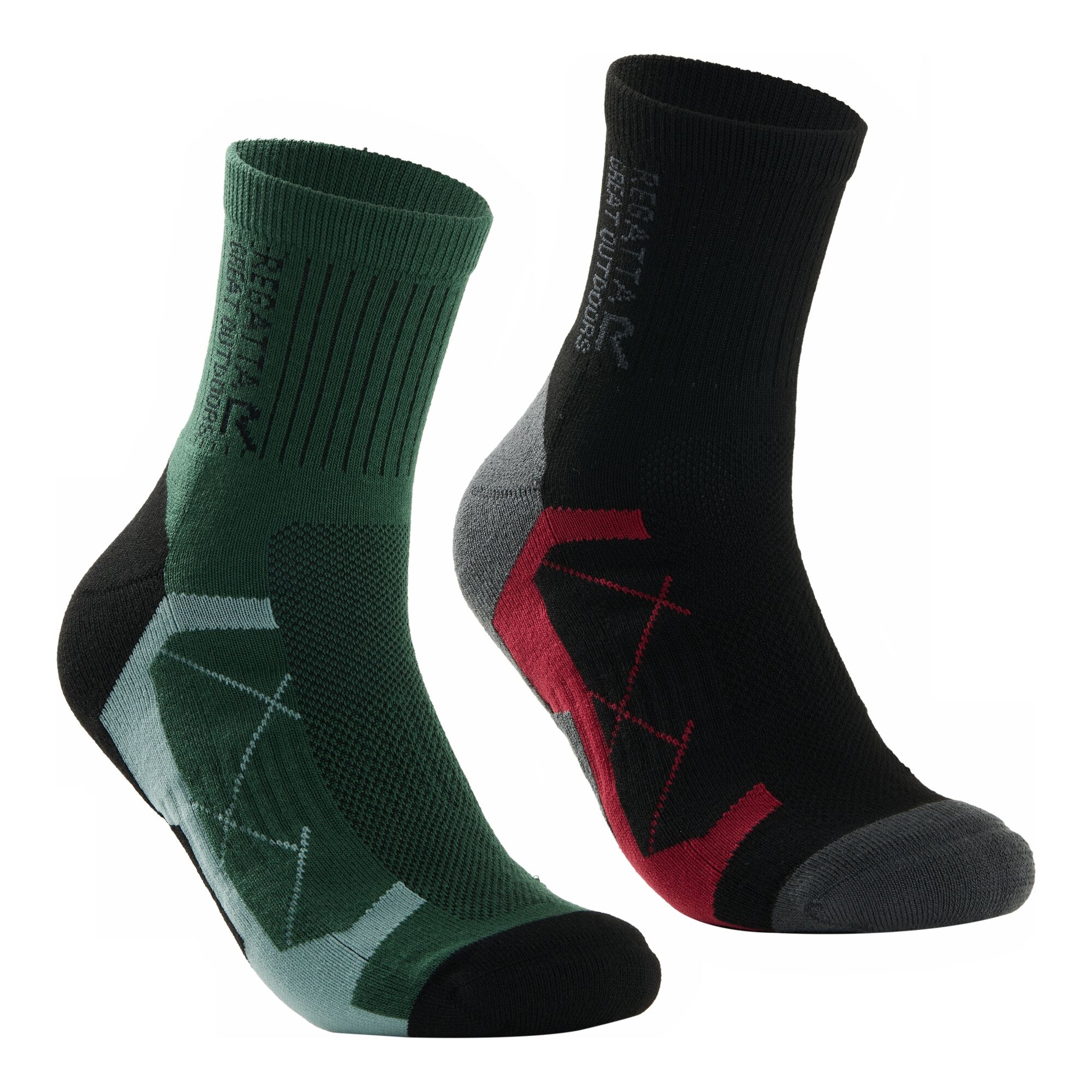 Regatta Men's 2 Pack Outdoor Active Sock - Black UK Size 6-8