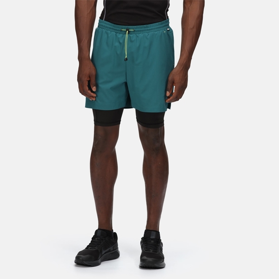 Men's Hilston 2 In 1 Sports Shorts Pacific Green