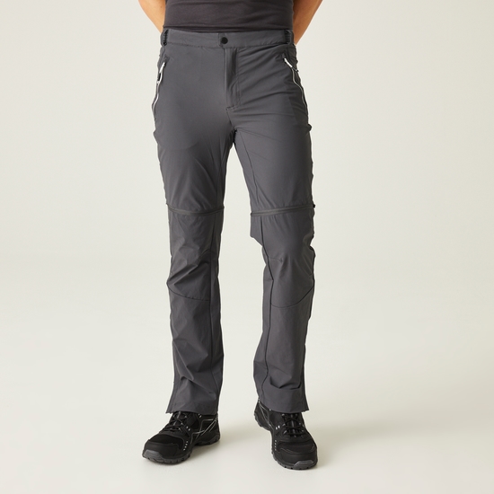 Men's Mountain Zip Off Walking Trousers Seal Grey Black 