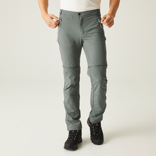 Men's Mountain Zip Off Walking Trousers Agave Green