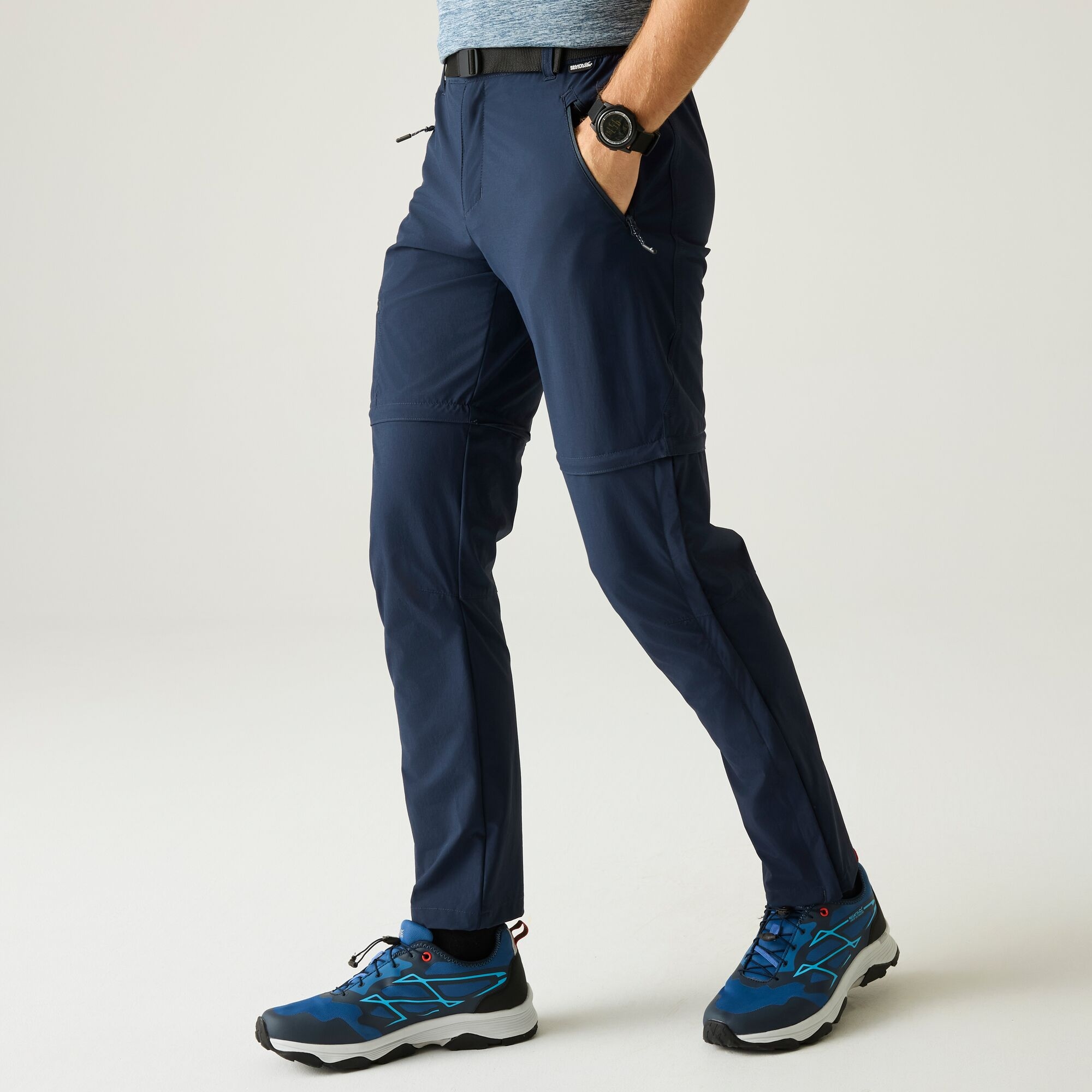 Regatta Spodnie męskie trekkingowe z odpinanymi nogawkami Xert Stretch Niebieski