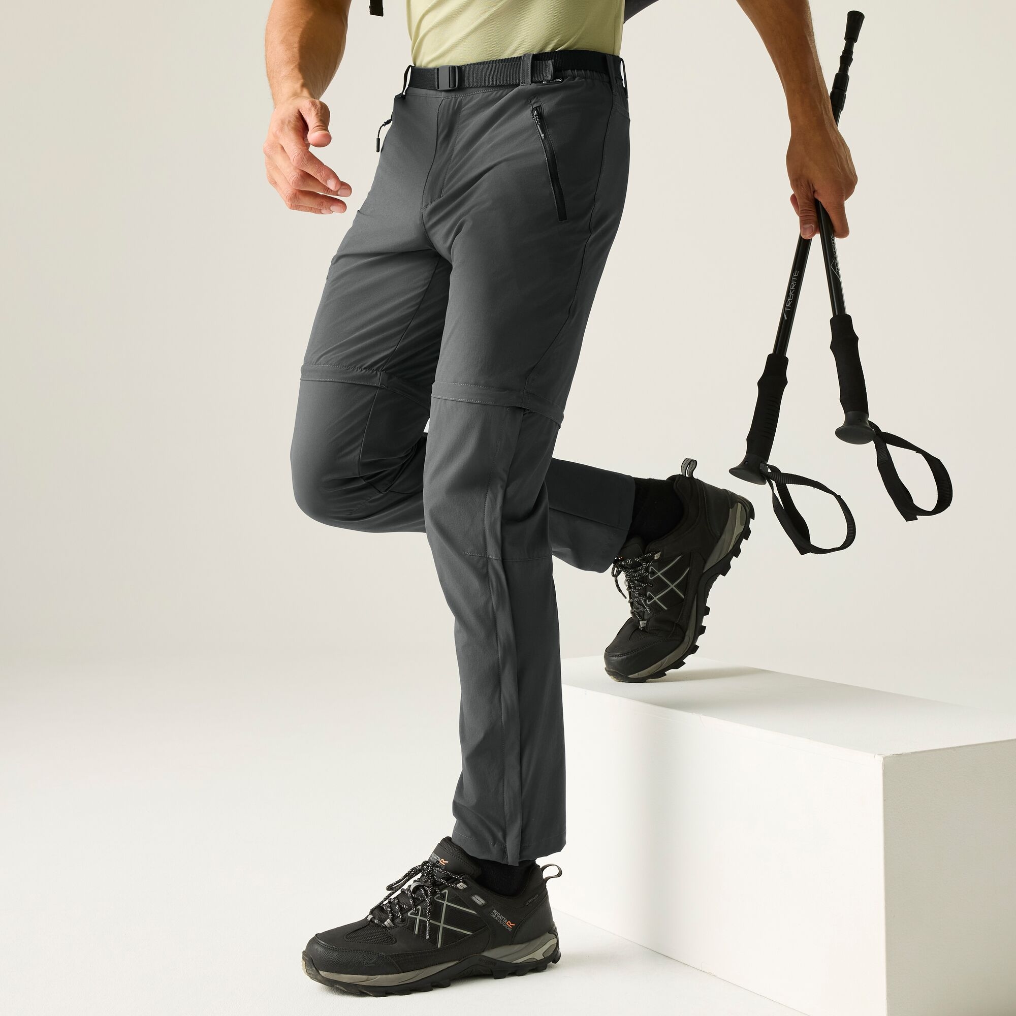 Regatta Spodnie męskie trekkingowe z odpinanymi nogawkami Xert Stretch Szary