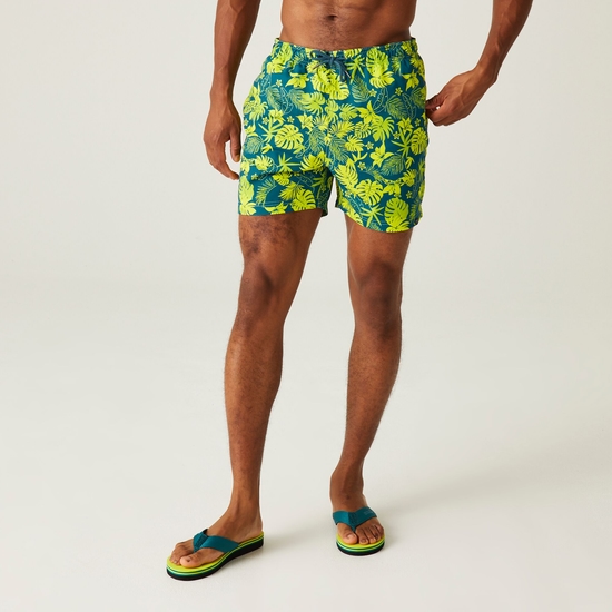 Men's Loras Swim Shorts Moroccan Blue Hawaiian Print