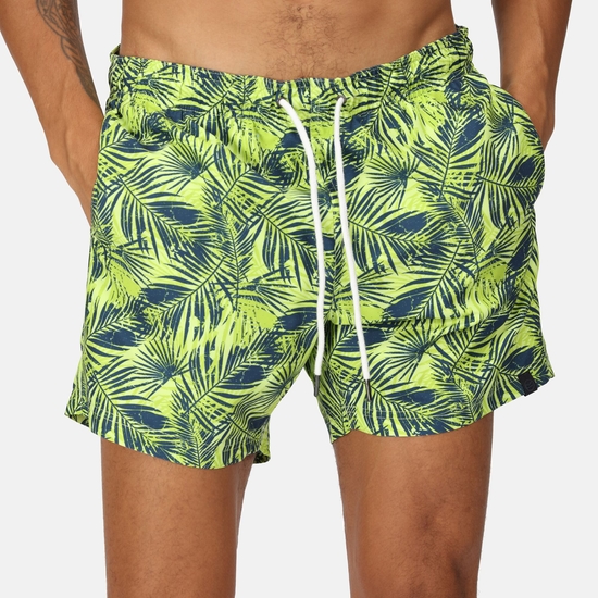 Men's Loras Swim Shorts Sharp Green Palm Print 
