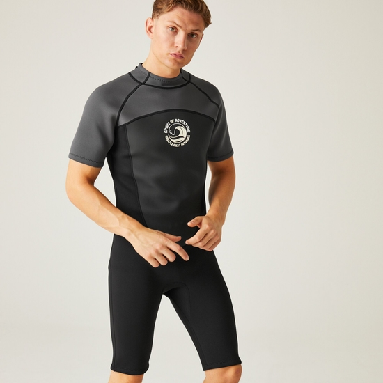 Men's Shorty 2mm Wetsuit Black Dark Grey White