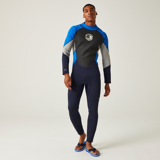 Men's Full 3mm Wetsuit Navy Oxford Blue Silver Grey