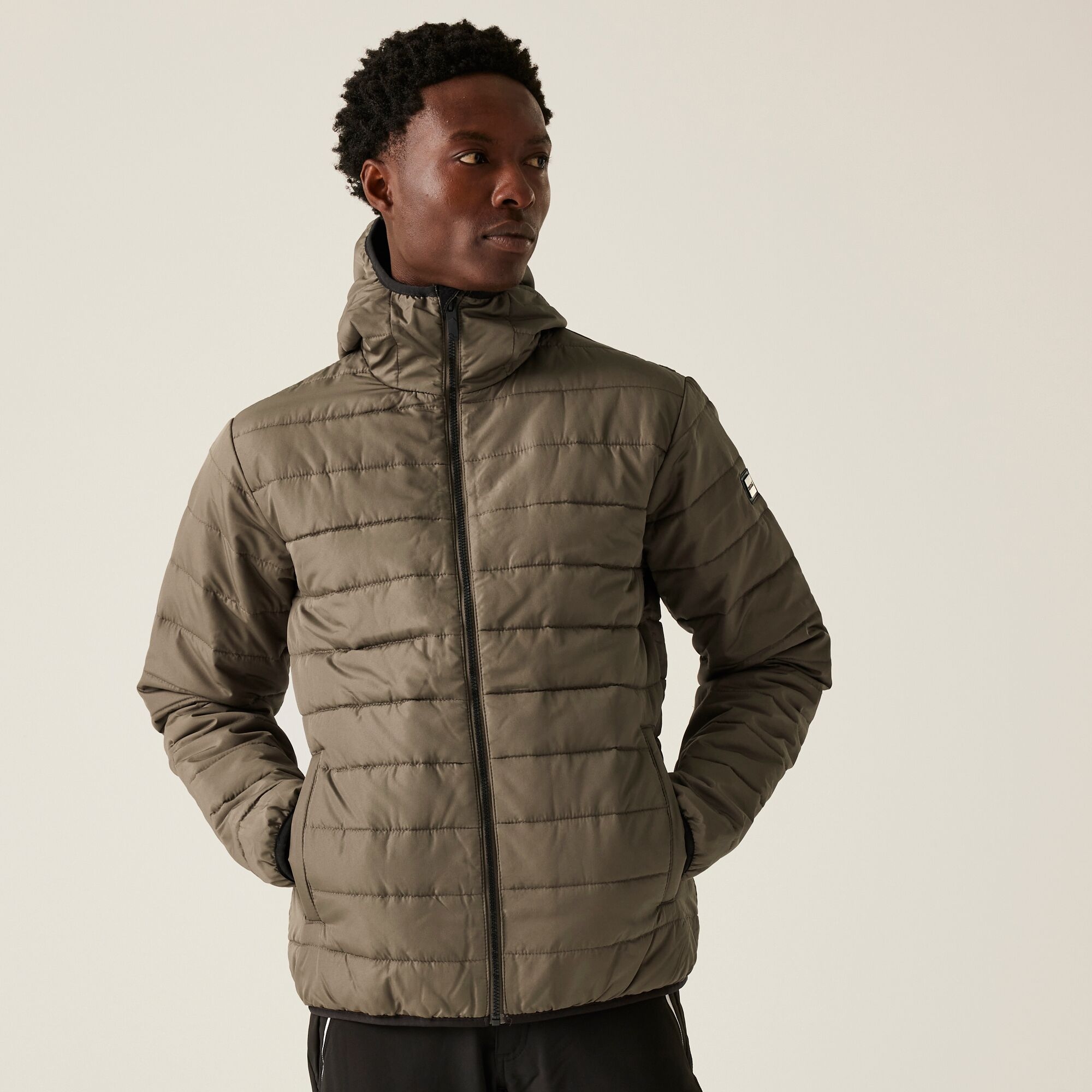 Regatta Kurtka męska przejściowa z kapturem Helfa Szarozielony