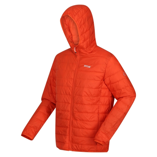 Męska kurtka przejściowa pikowana z kapturem + worek Hillpack Pomarańczowy