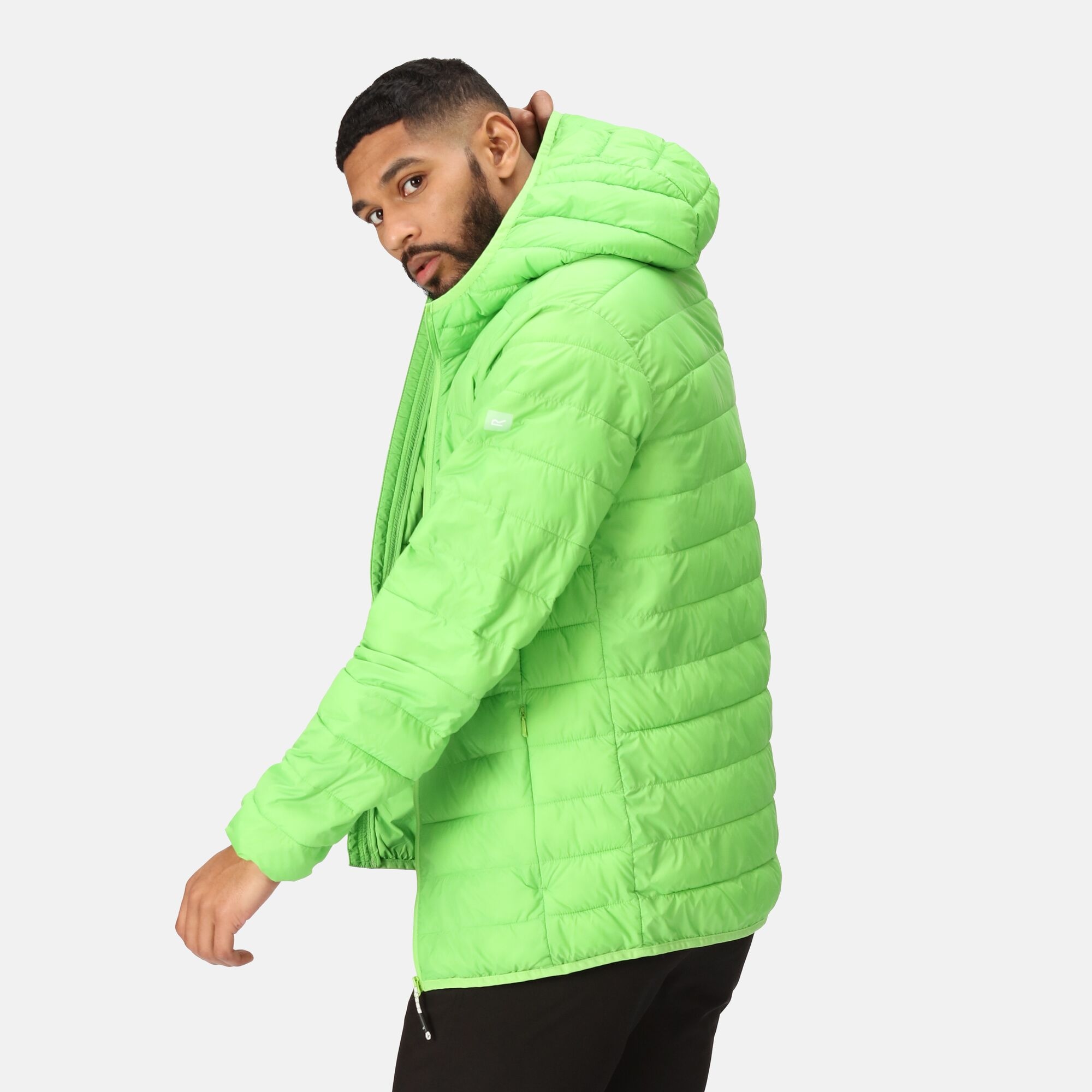 Regatta Regatta Kurtka przejściowa męska pikowana z kapturem + worek Hillpack Zielony