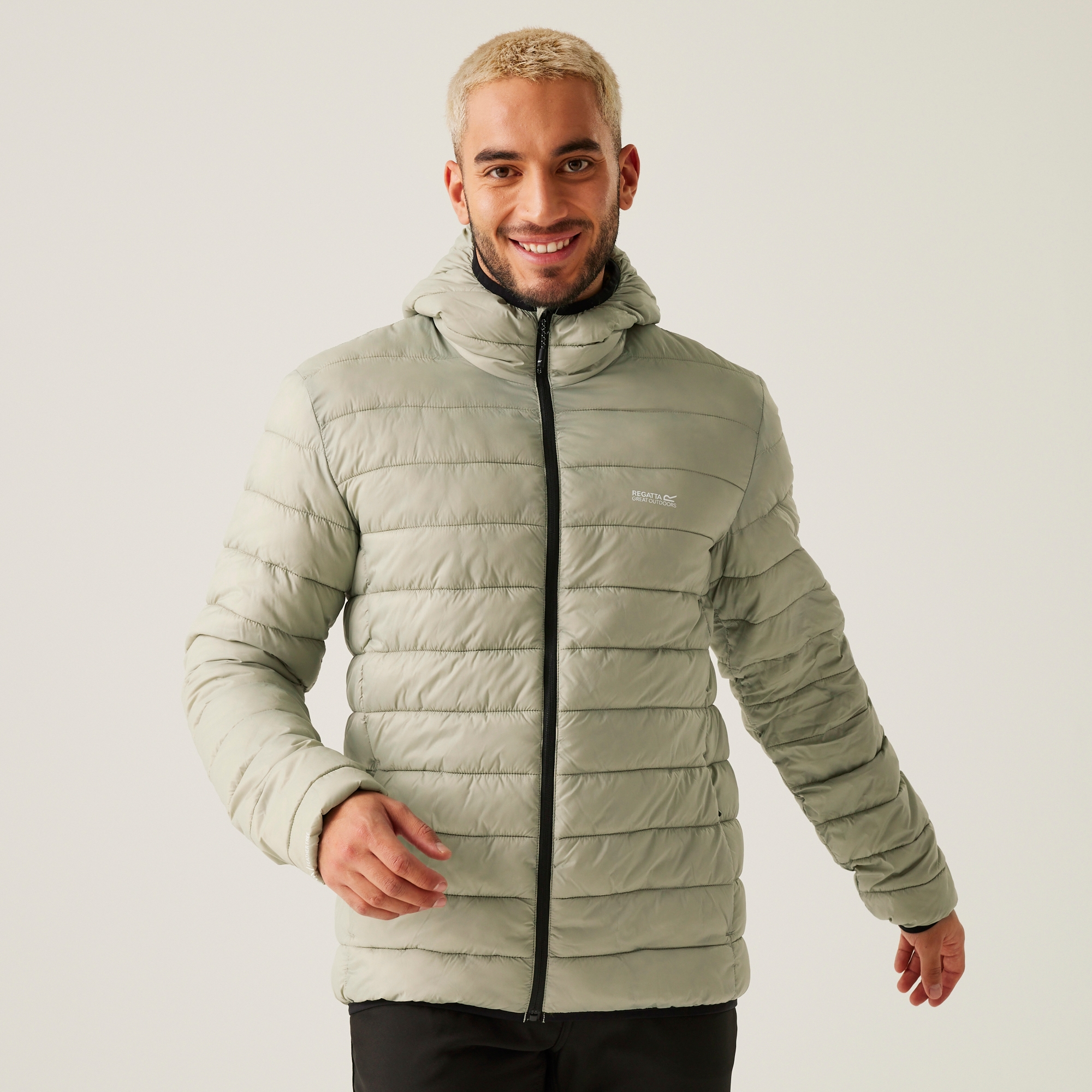 Regatta Kurtka męska przejściowa ocieplana pikowana z kapturem Marizion Szary
