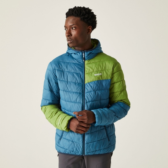 Men's Hooded Hillpack II Jacket Moroccan Blue Piquant Green Citron Lime