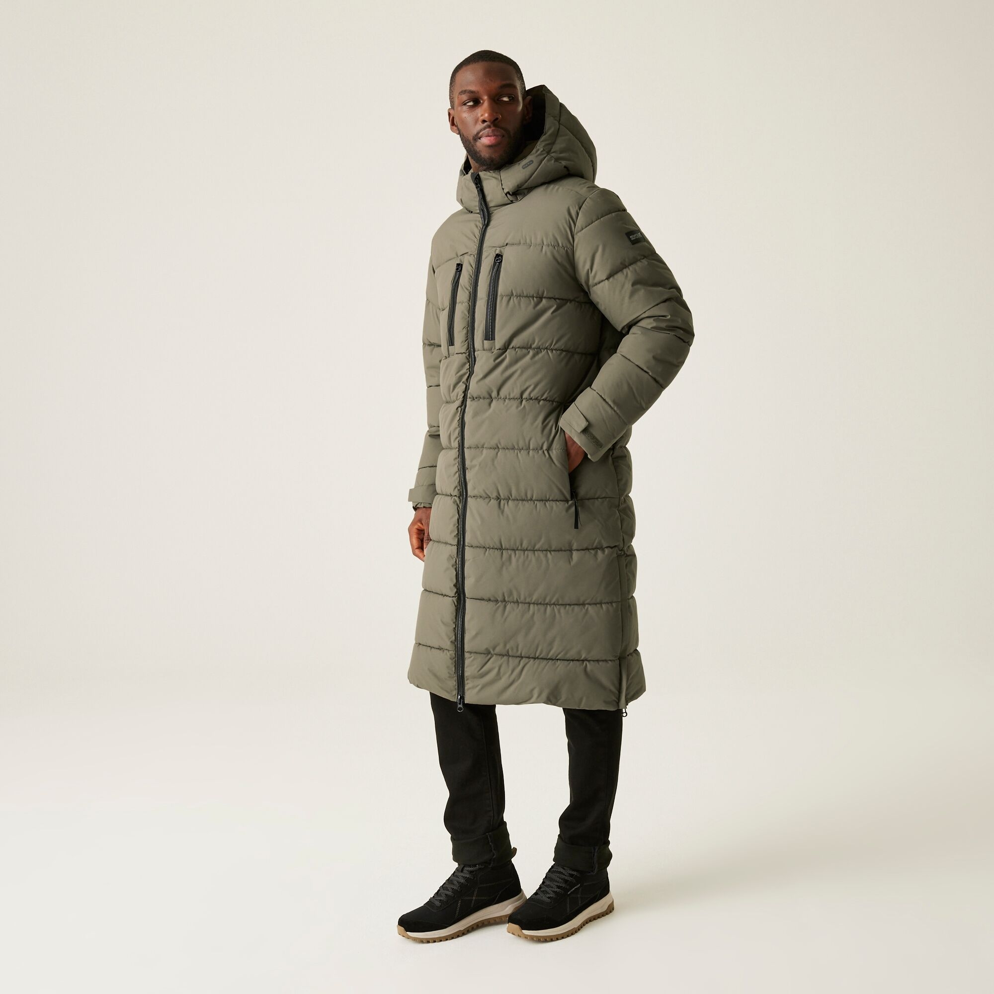 Regatta Męski płaszcz zimowy ocieplany Mottere Longline Szary