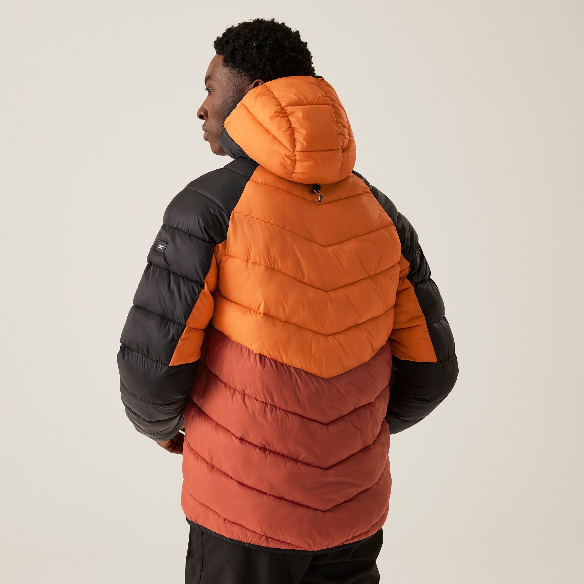 Kurtka męska przejściowa ocieplana pikowana z kapturem Dalent Pomarańczowy