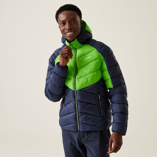 Men's Dalent Insulated Hooded Jacket Green Flash Navy