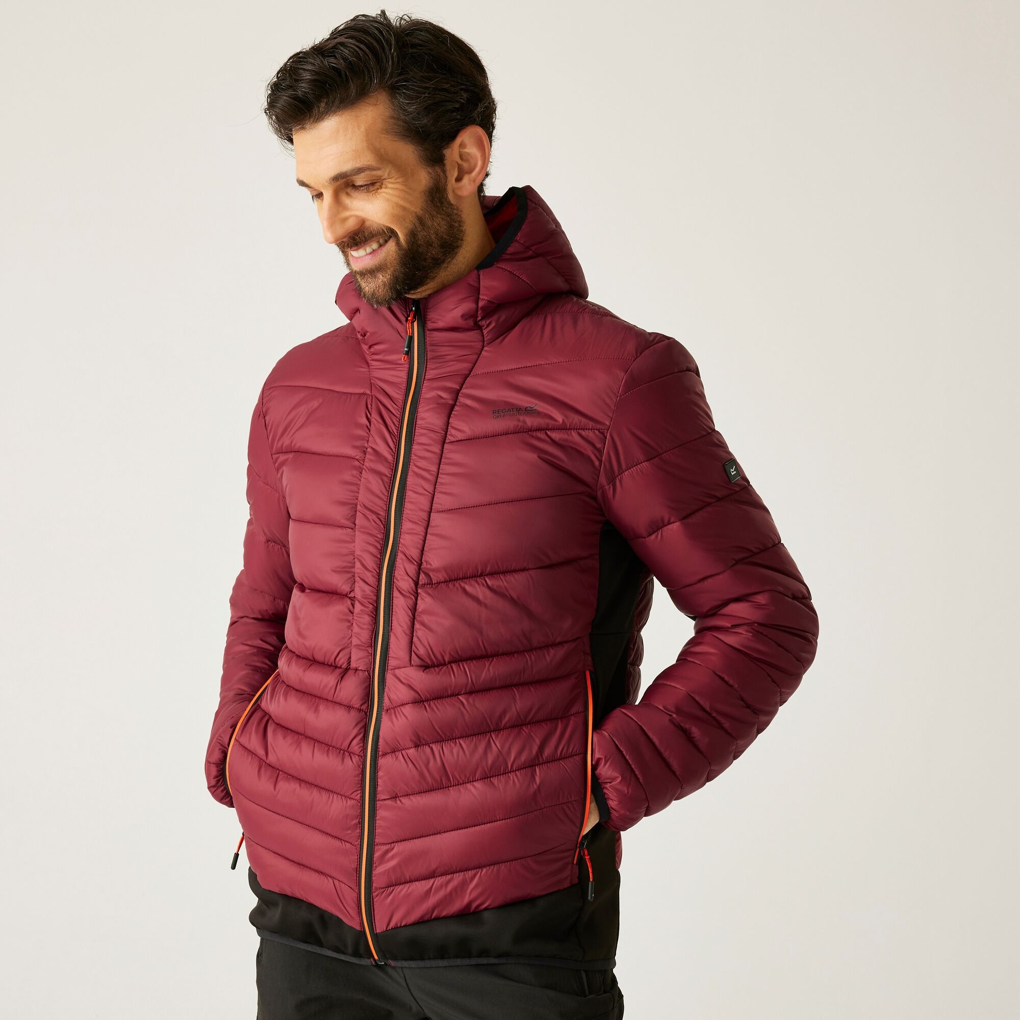 Regatta Kurtka męska hybrydowa Leedre z kapturem Burgundowy