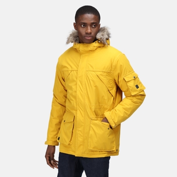 yellow parka jacket