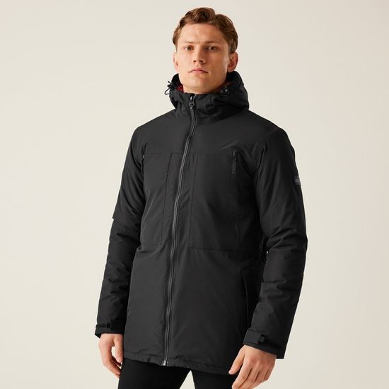 Men's Larrick Waterproof Insulated Jacket Black Red Ochre