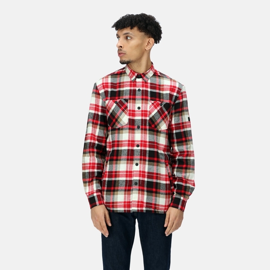 Men's Thamos Long Sleeved Checked Shirt Classic Red Check