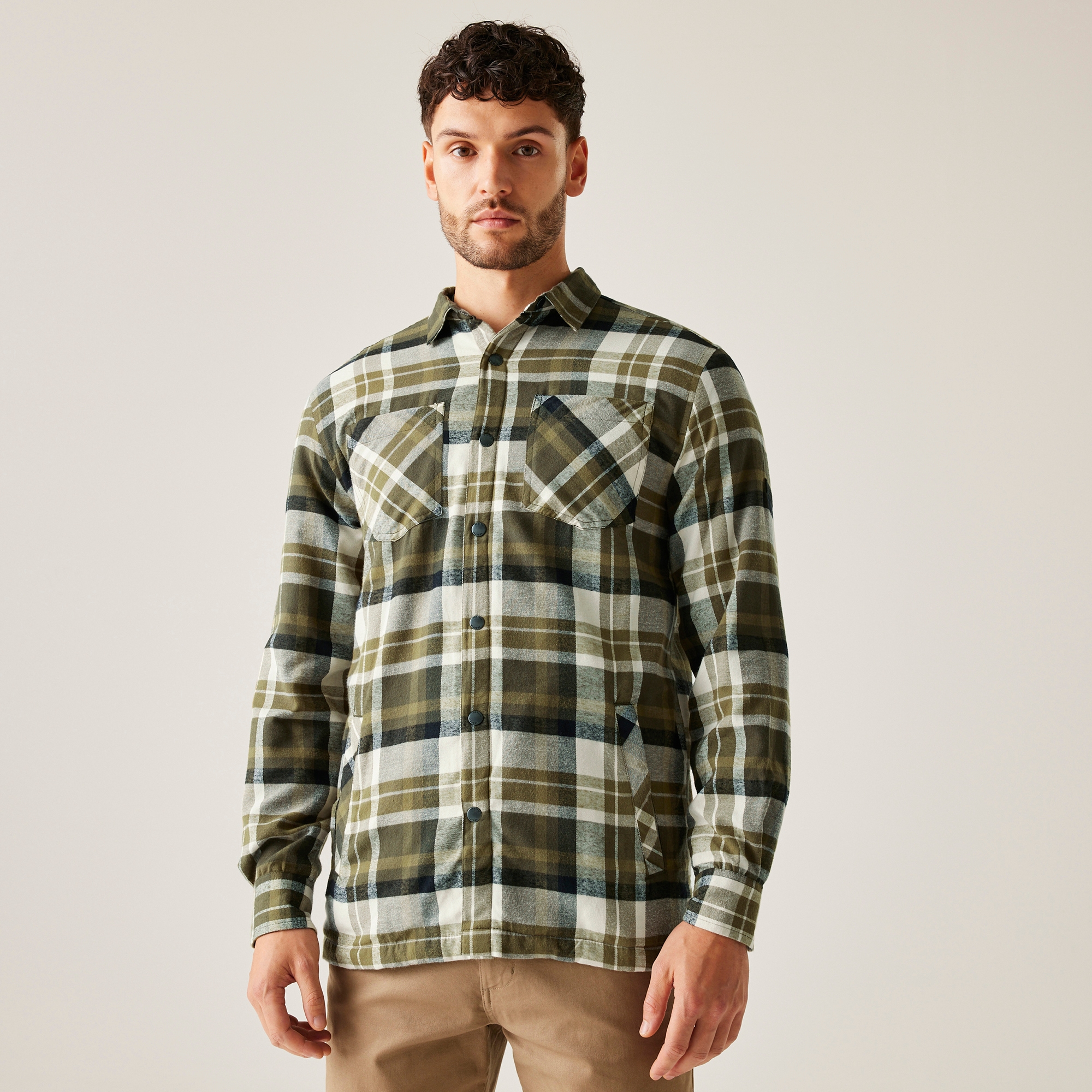 Regatta Męska koszula Thamos Ciemne khaki w kratę