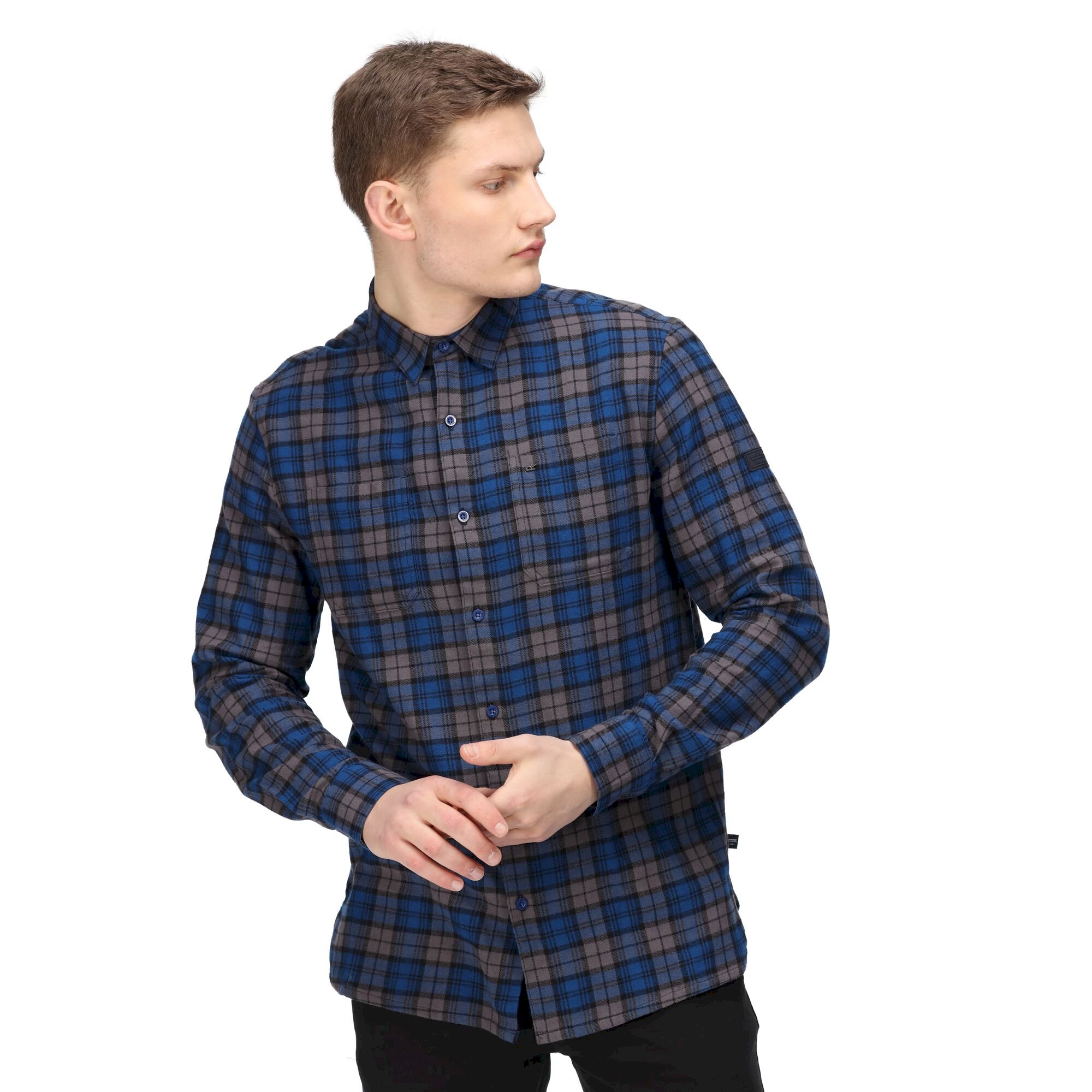 mens blue buffalo check shirt