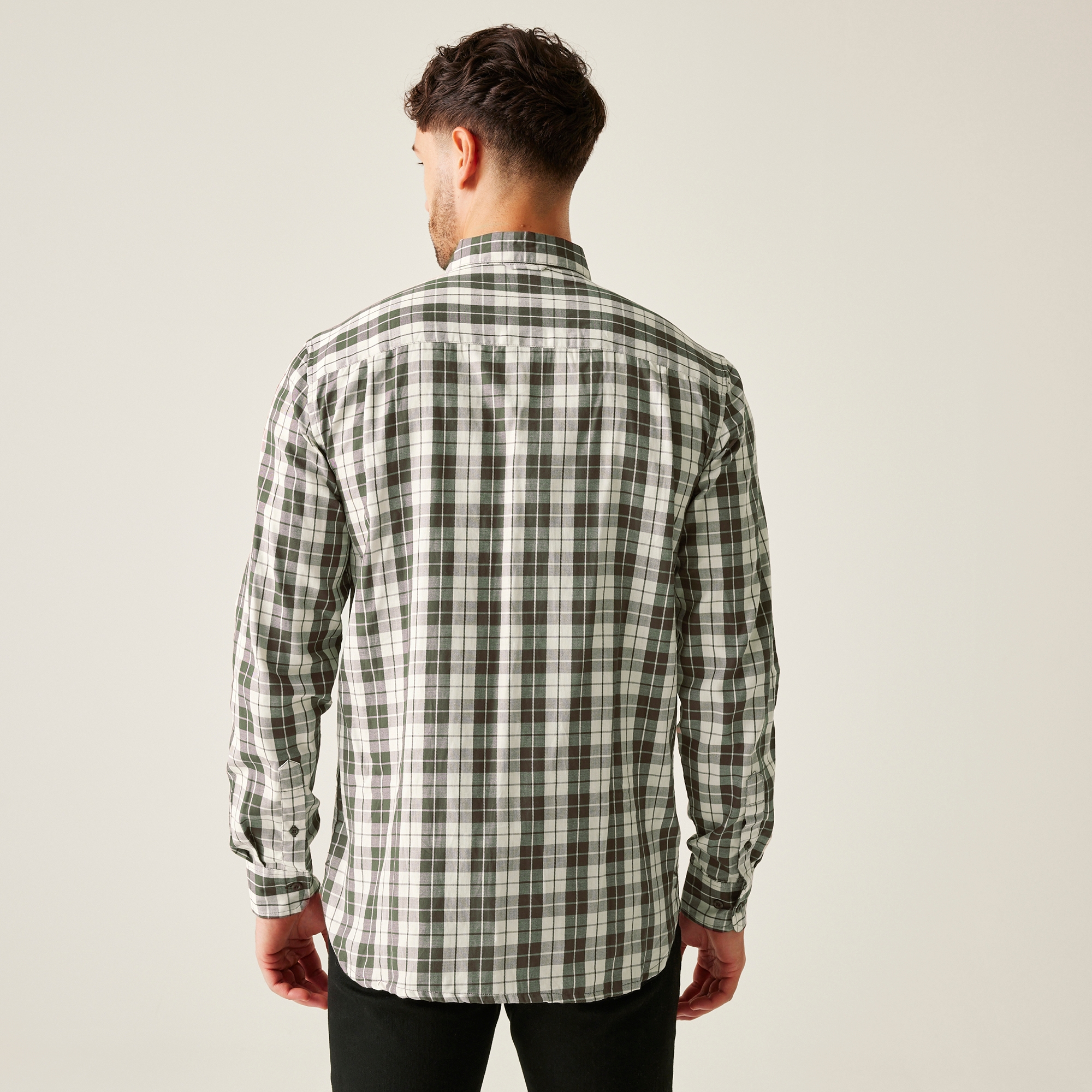 Regatta Męska koszula Lance Ciemne khaki w kratę