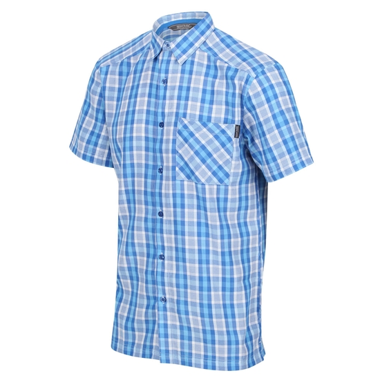 Men's Mindano VI Short Sleeve Shirt Imperial Blue Check