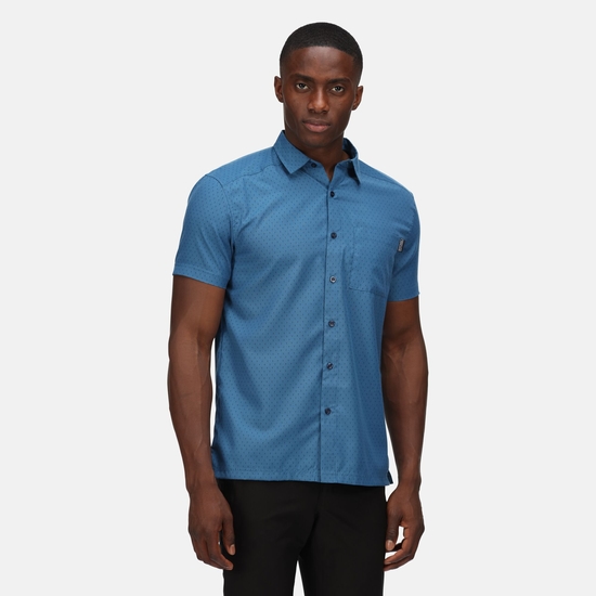 Men's Mindano VI Short Sleeve Shirt Dynasty Blue Print