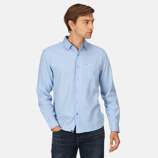 Men's Brycen Long Sleeve Shirt Lake Blue Linen 