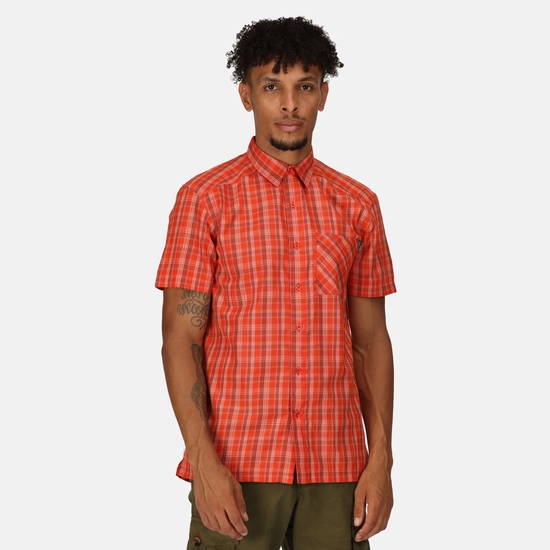 Men's Kalambo VII Short Sleeved Shirt Rusty Orange Check 