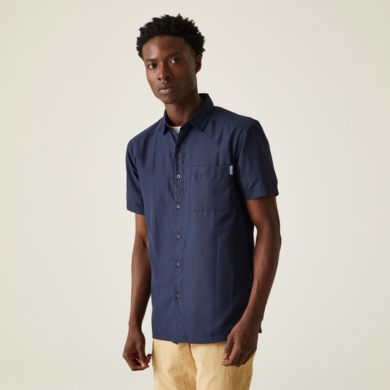 Men's Mindano VIII Short Sleeve Shirt Navy Moonlight Denim