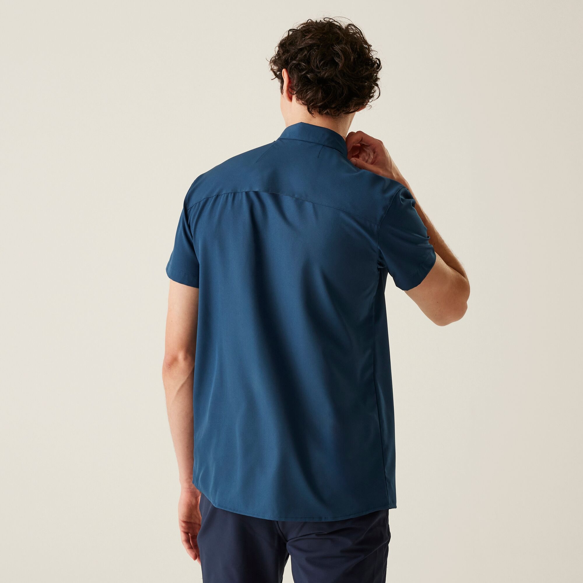 Regatta Męska koszula z krótkim rękawem Travel Packaway przeciw insektom Ciemnoniebieski