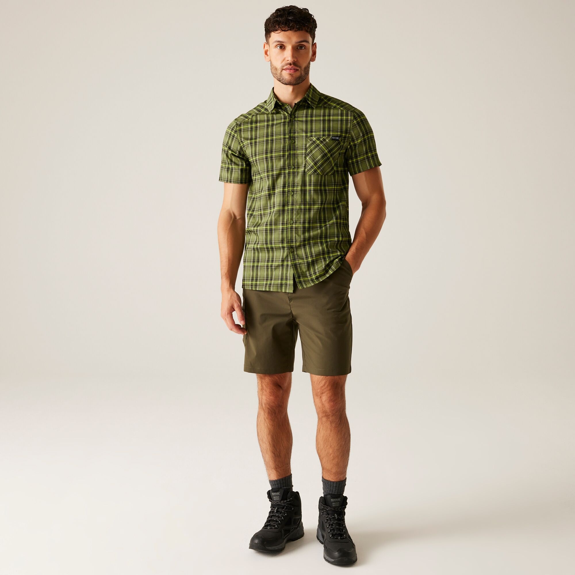 Regatta Męska koszula z krótkim rękawem Begarno Zielony