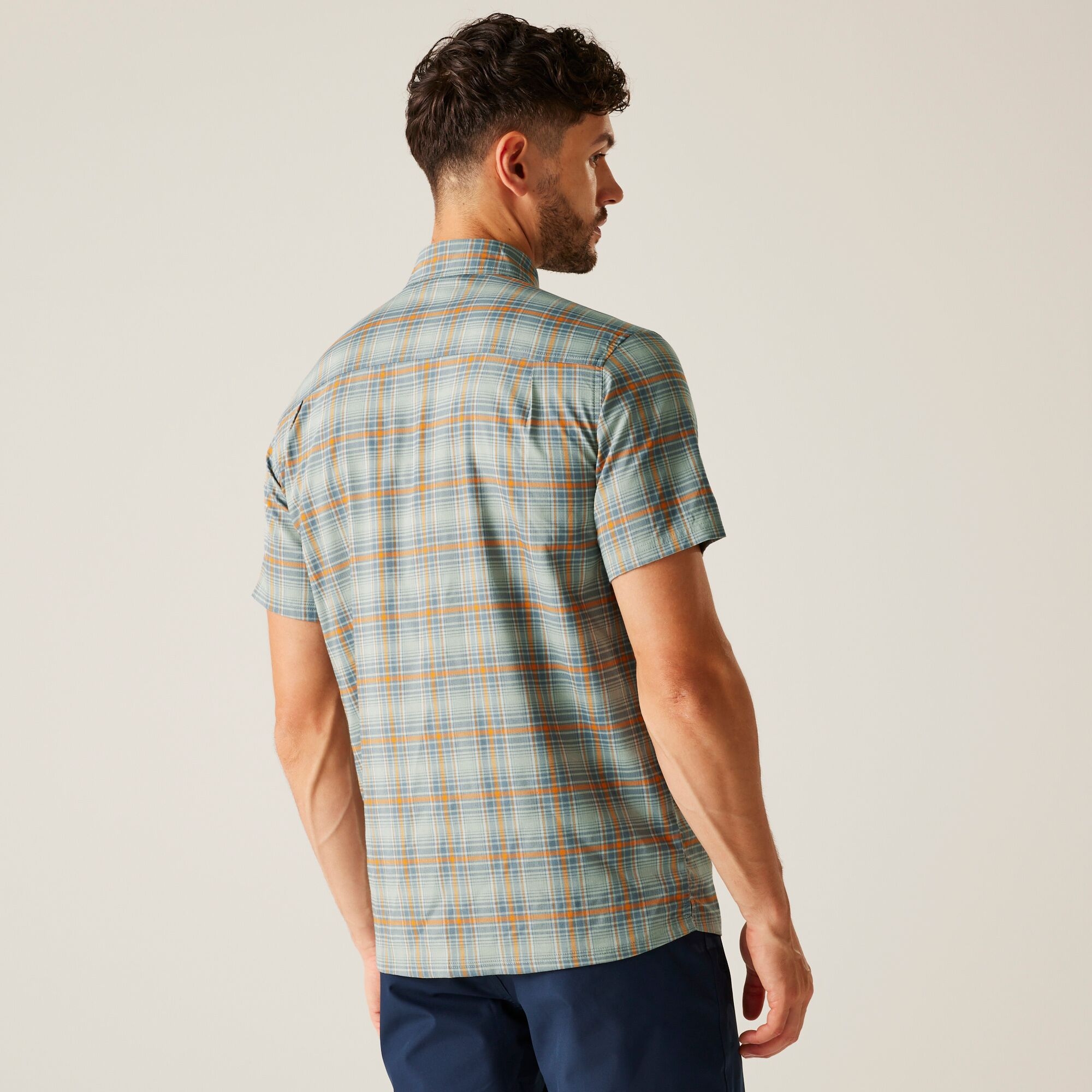 Regatta Męska koszula z krótkim rękawem Begarno Lodowy błękit