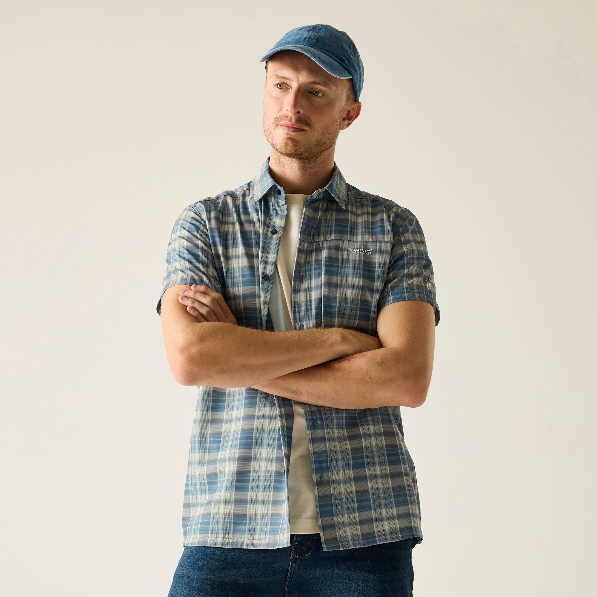 Regatta   Koszula męska z krótkim rękawem Travel Light przeciw insektom Niebieski