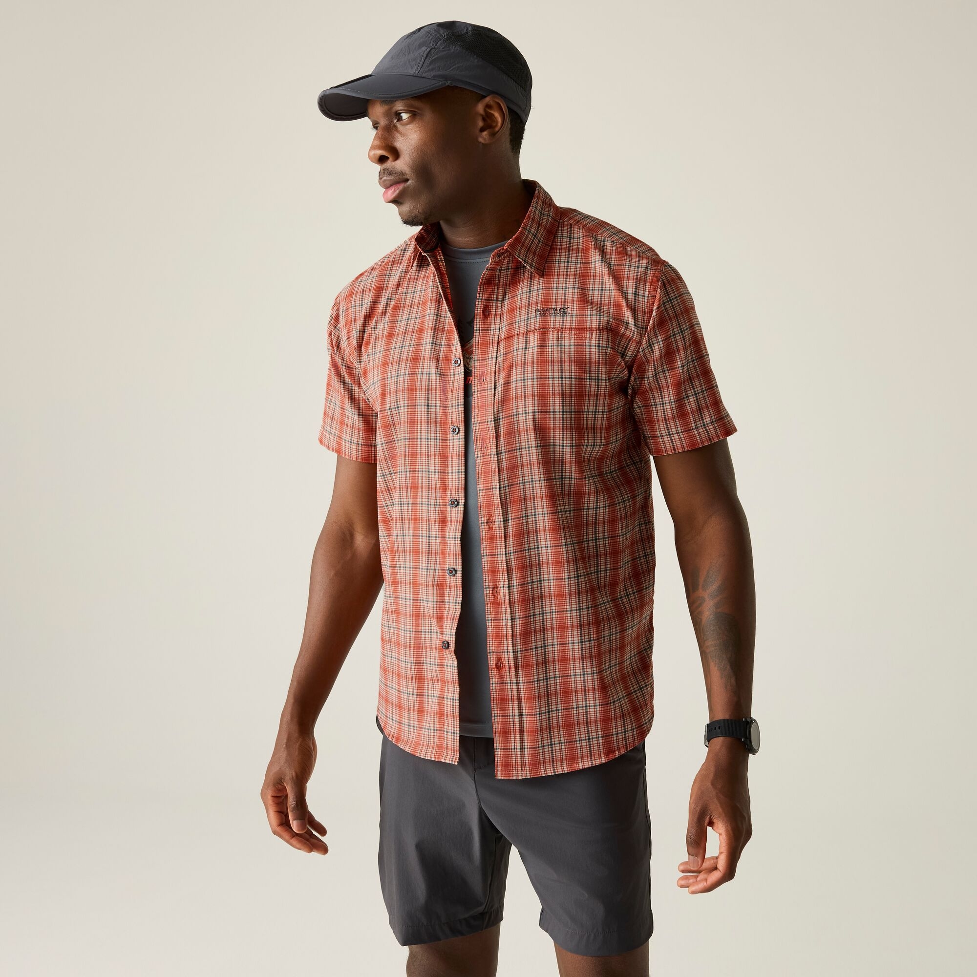 Regatta Koszula męska z krótkim rękawem Begarno Czerwony