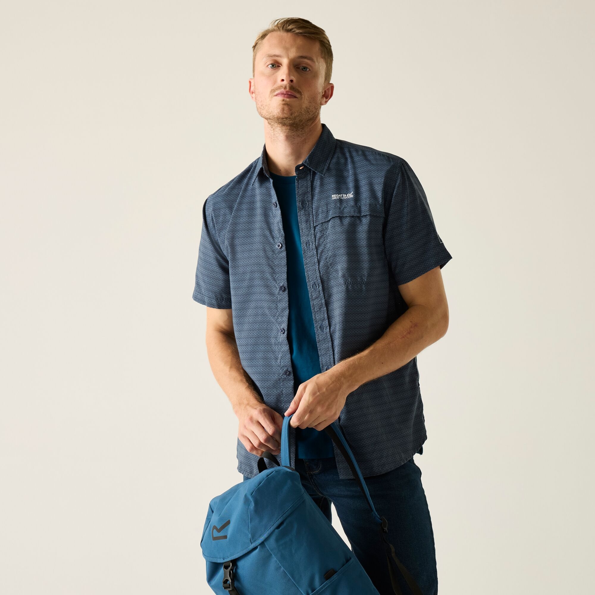 Regatta   Koszula męska z krótkim rękawem Mindano Niebieski