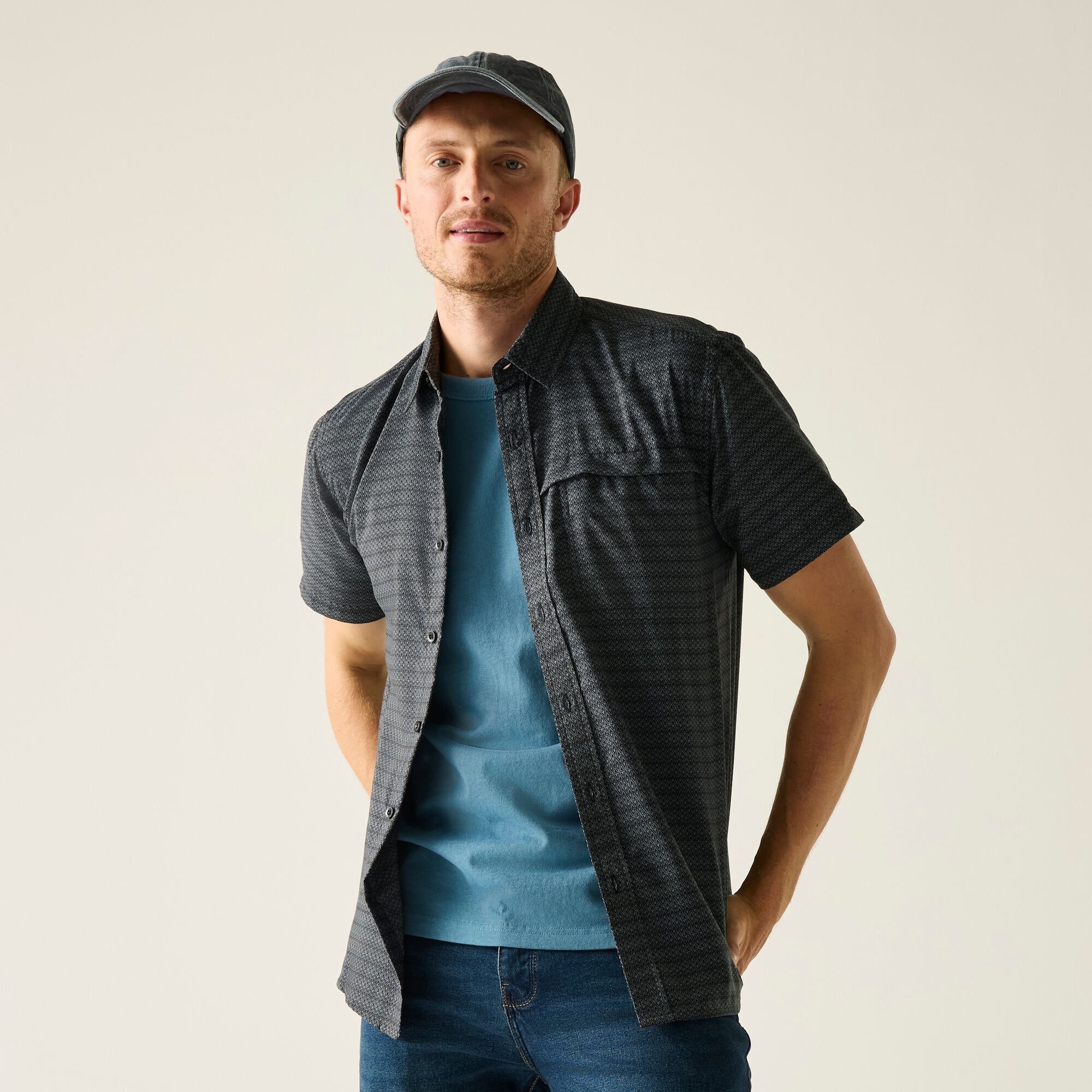 Regatta Koszula męska z krótkim rękawem Mindano Szary