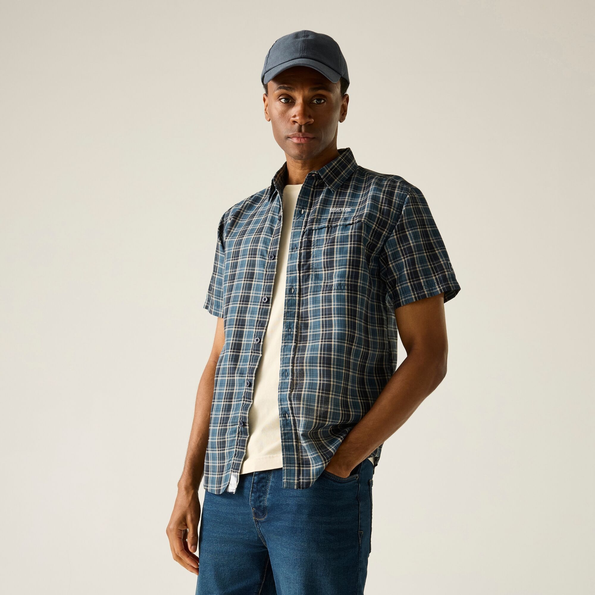 Regatta   Koszula męska z krótkim rękawem Mindano Niebieski