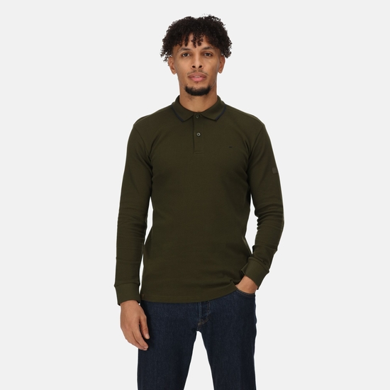 Leaonzo Homme Polo à manches longues Vert
