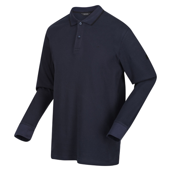 Men's Leaonzo Long Sleeved Polo Shirt Navy Black