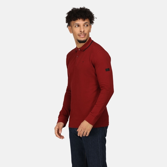 Leaonzo Homme Polo à manches longues Rouge