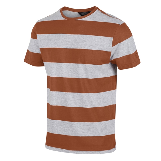 Męska koszulka Brayden Pomarańczowo-popielaty w paski