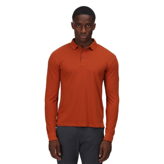 Kaleb Langarm-Poloshirt für Herren Orange