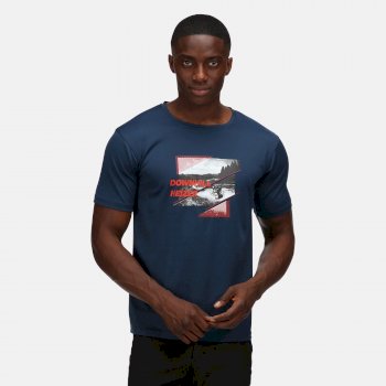 Men's Fingal Slogan Print T-Shirt Moonlight Denim